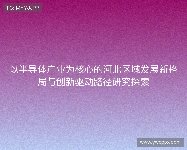 以半导体产业为核心的河北区域发展新格局与创新驱动路径研究探索